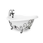 71 in. AcraStone Acrylic Slipper Clawfoot Non-Whirlpool Bathtub in White with Nuevo Base and Faucet in Old World Bronze