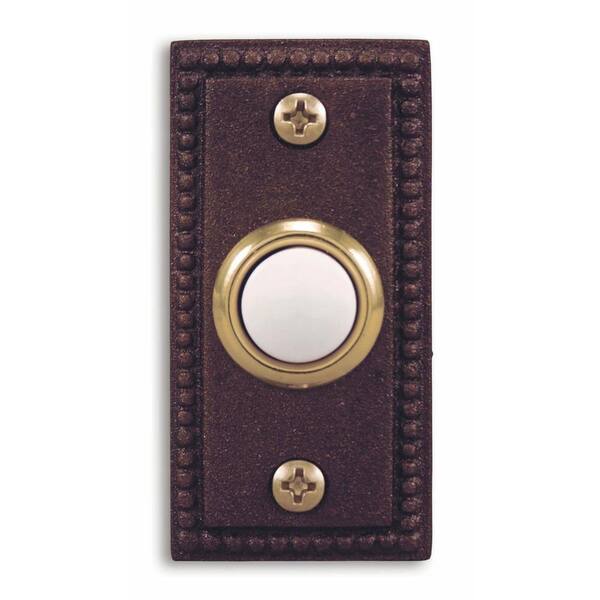 Heath Zenith Wired Antique Copper Finish Rectangular Push Button