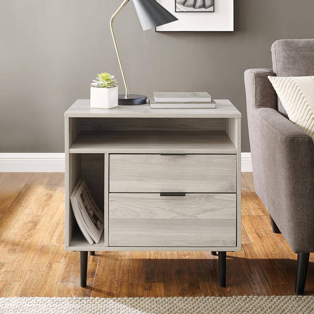 Welwick Designs 25 in. Birch Modern Storage Side Table HD8574 - The Home  Depot