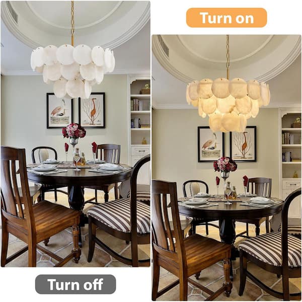 YUYI D26 in. 9-Light White Alabaster Round Chandelier, Modern