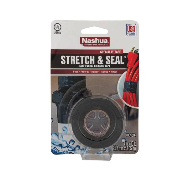 Nashua Tape 1 in. x 3.33 yd. Stretch and Seal Self-Fusing Silicone Tape in  Black 1743082 - The Home Depot