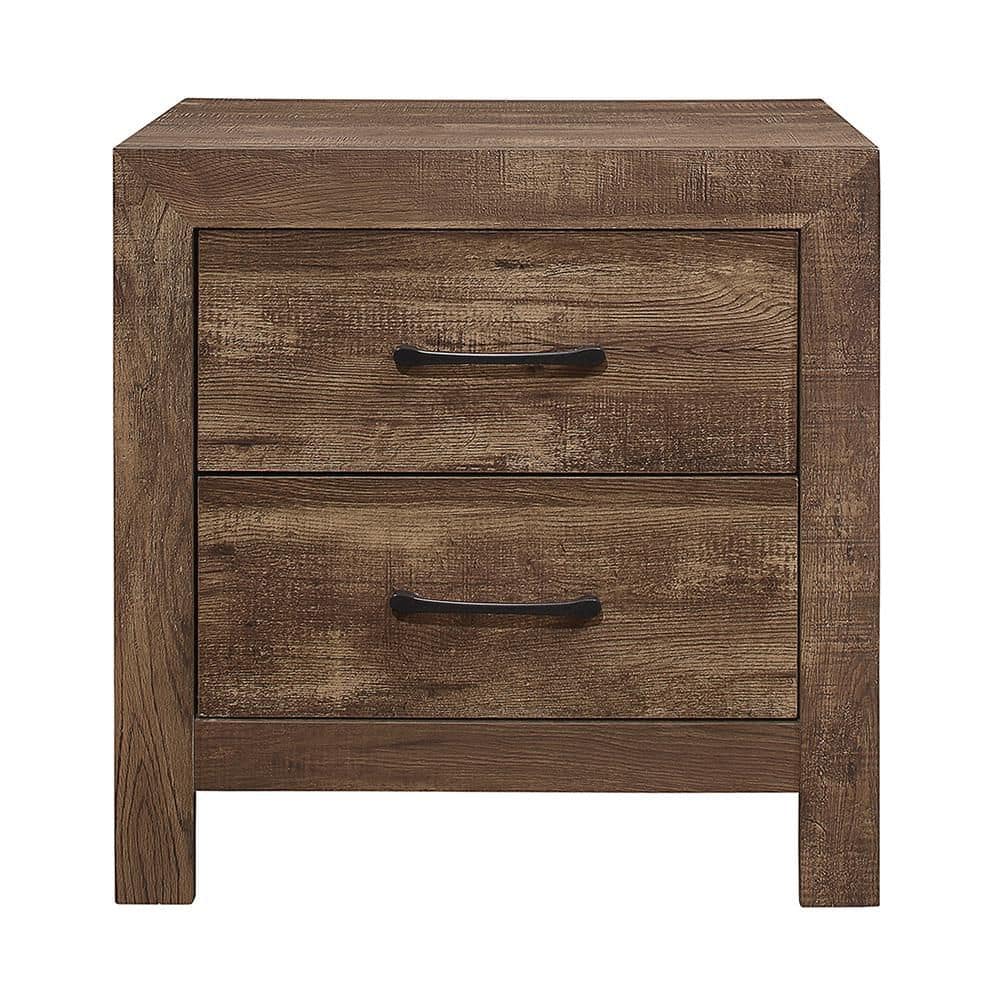 Lazzara Quinby Rustic Brown 2-Drawer 23.5 in. W Nightstand 1534-4