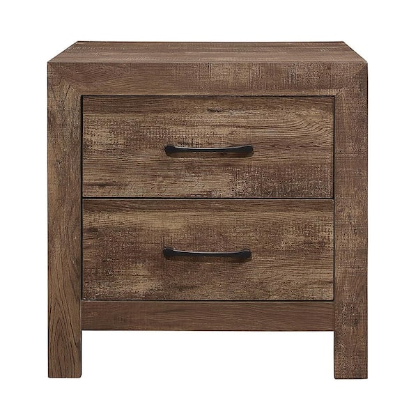Quinby Rustic Brown 2-Drawer 23.5 in. W Nightstand