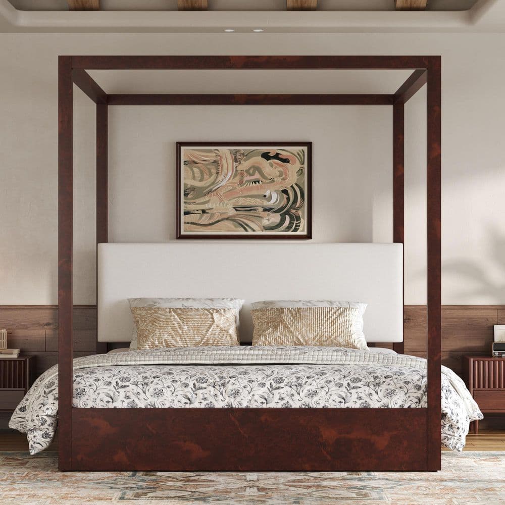 CHRISTOPHER KNIGHT HOME Blackburn Brown Wood Frame King Size Canopy ...