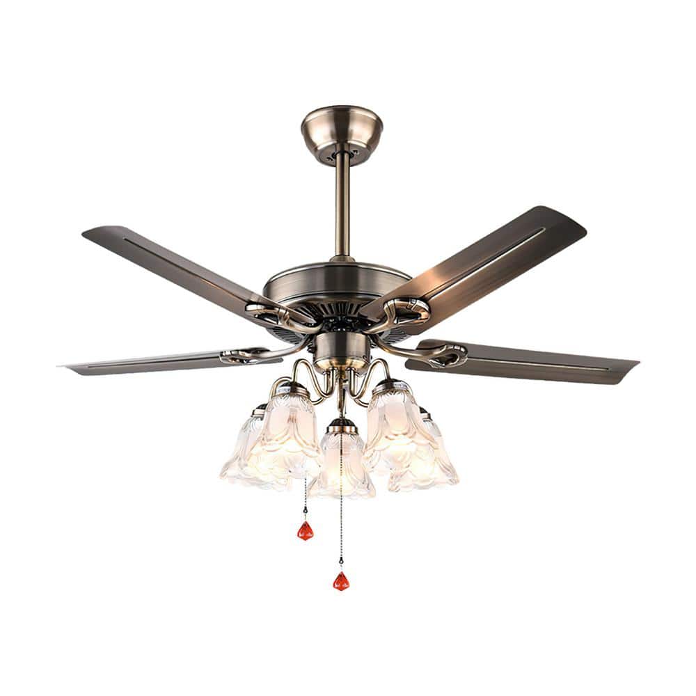 52 in. LED Indoor Bronze Ceiling Fan with Light Kit and Remote Control