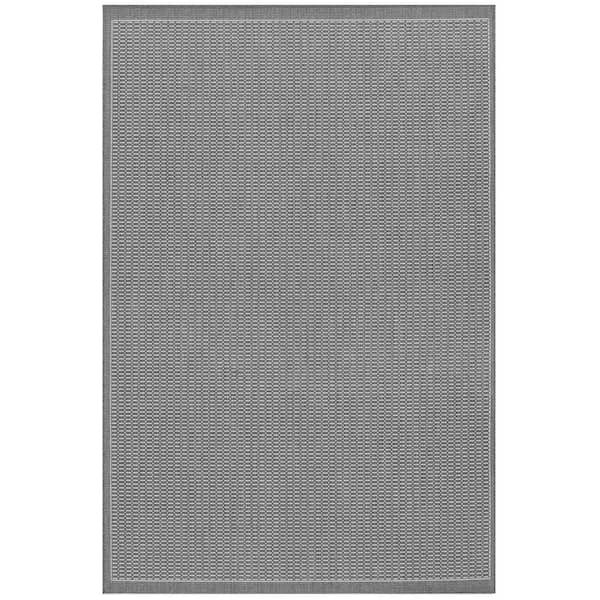 Recife Saddle Stitch Grey-White 9 ft. x 13 ft. Indoor/Outdoor Area Rug