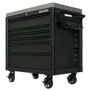 EX Professional 41 in. 6-Drawer Tool Utility Cart with Stainless Steel Slider Top and Bumpers in Black