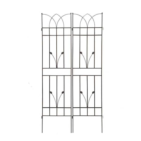 71 in. Metal 2 Pack Garden Trellis in Brown