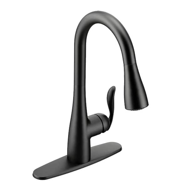 MOEN Arbor Single-Handle Pull-Down Sprayer Kitchen Faucet with Power Boost in Matte Black