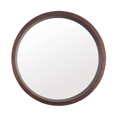 Bellaterra Home Indianola 22 In W X H Framed Circle Bathroom Vanity Mirror Brown 804338 The Depot Framed Circle Bathroom Vanity Mirror, Timber Framed Mirror Bathroom