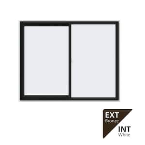 60 in. x 48 in. V-2500 Series Bronze Exterior/White Interior FiniShield Vinyl Left-Handed Sliding Window w/Mesh Screen