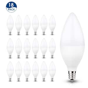 60-Watt Equivalent 6W C11 Non-Dimmable LED Candle Light Bulb E12 Base in Daylight 5000K (18-Pack)