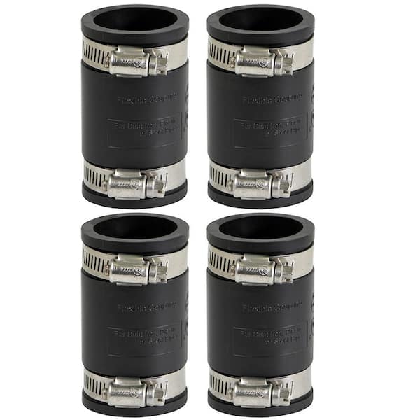 1-1/4 in. PVC Flexible Coupling with Stainless Steel Clamps (Pack of 4)