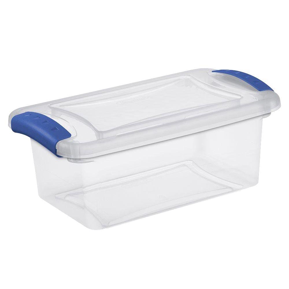 UPC 073149922045 product image for Sterilite 7 qt. Latch Storage Box, Clear Base/ Clear Cover/ Stadium Blue Latches | upcitemdb.com