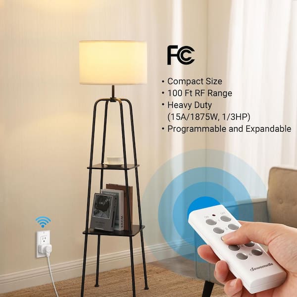 Indoor Wireless Remote Control Outlet Switch Set, White, 2 Remote and 5 Outlets