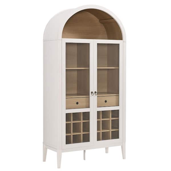 Nolan 20 Bottles Arched Bar Cabinet in Ivory Oak