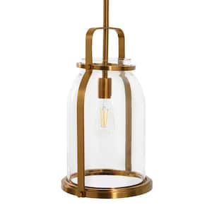 Channing - 1-Light Brushed Gold Metal and Glass Pendant Light
