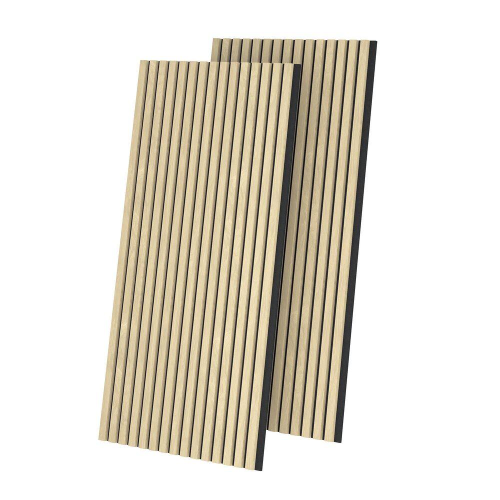 Wooakway Natural Wood 2-Piece Acoustic Soundproof Slat Wall Panels 3D ...