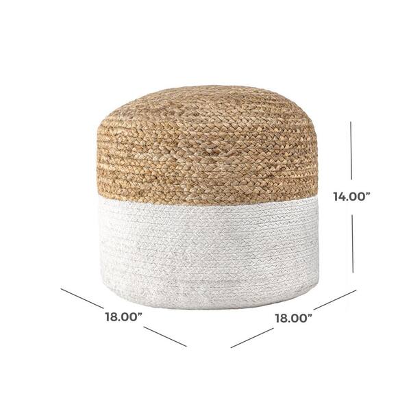 Nuloom Janis Braided Jute Filled, Nuloom Classic Moroccan Faux Leather Filled Ottoman Pouf