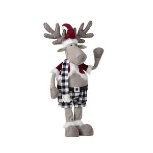 30" Multicolor Polyester Holiday Moose with Telescopic Legs