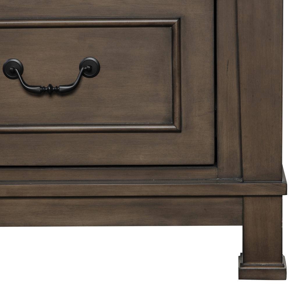 Dark Walnut 3-Drawer Solid Wood Nightstand with USB Port
