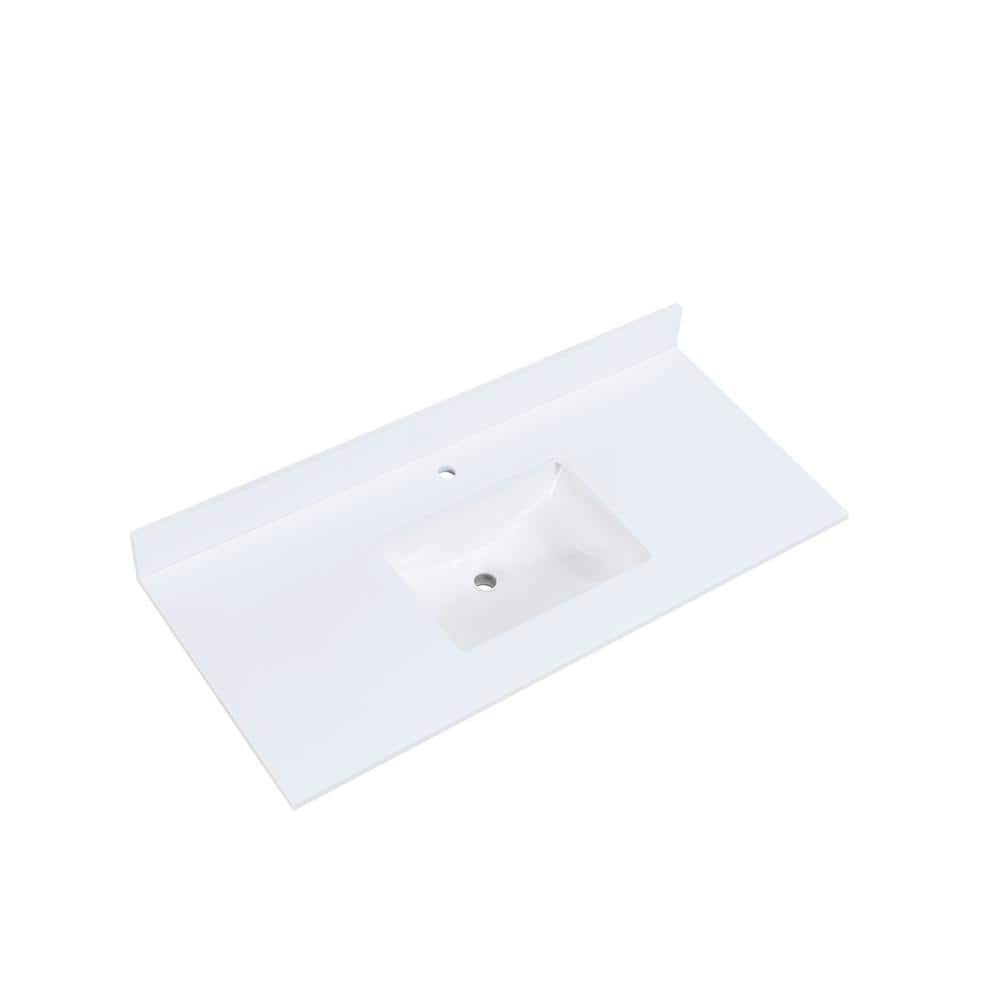 Snow White 49 in. Stone Vanity Top with Integrated Sink