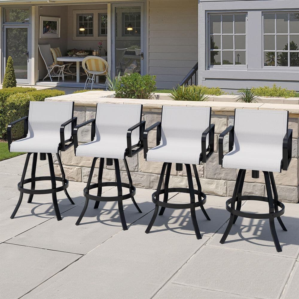 4-Piece Cast Aluminum Outdoor Bar Stools Swivel Bar Chairs with 360° Rotation and Rust Resistance for Outdoor Use price history on PriceWatchPro