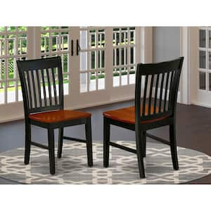 Black and Cherry Wooden Seat Slat Back Dining Chair (Set of 2)