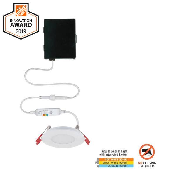 Commercial Electric Ultra Slim 3 in. Selectable New Construction and Remodel Canless Recessed Integrated LED Kit for Shallow Ceiling