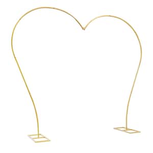 92.6 in. x 104.4 in. Single Tube Heart Shaped Gold Metal Wedding Arch Backdrop Decoration Stand Arbor