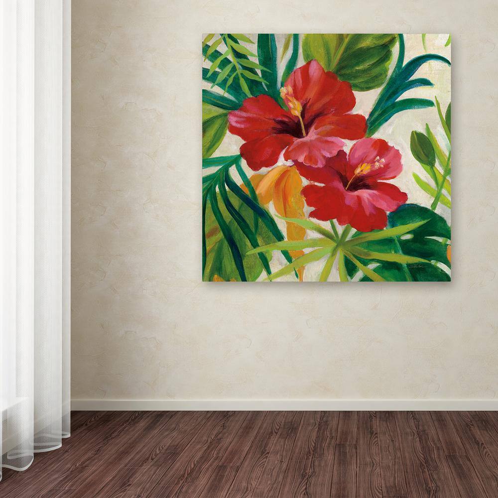 Silvia Vassileva Tropical Red Hibiscus Canvas Art, 14 x 14