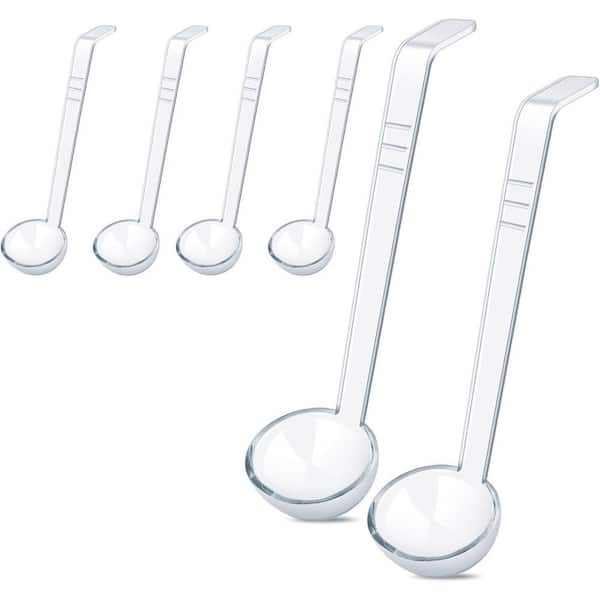 6-Piece Clear Plastic 1 oz Small Serving Ladle 7.87 Inch Long Handle for Sauce Punch Bowl and Cocktail