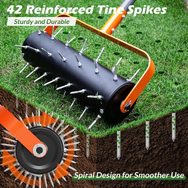 WaLensee 17 in. Manual Rolling Aerator Heavy-Duty Lawn Aerator GT