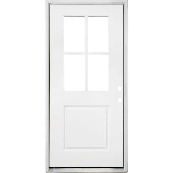 Steves & Sons Legacy 36 in. x 80 in. 4 Lite Halflite Left-Hand/Inswing Clear Glass White Primed Fiberglass Prehung Front Door