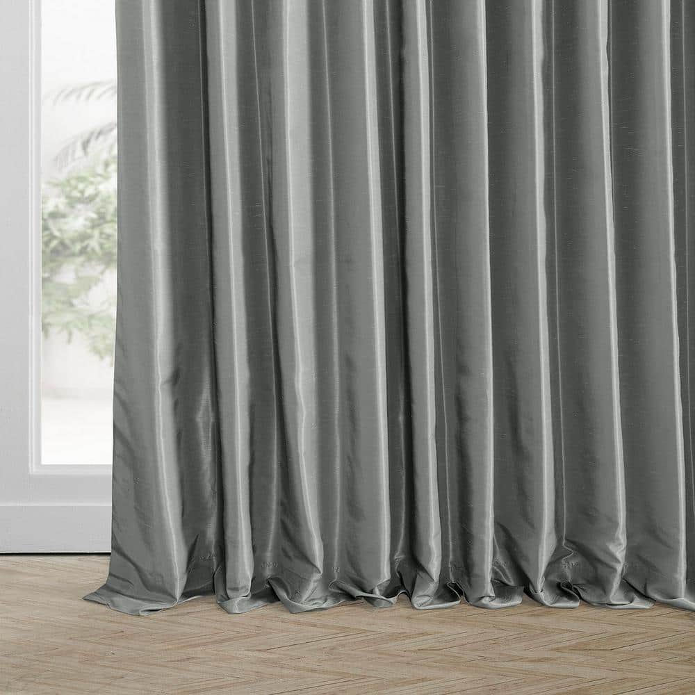 Silver Faux Silk Blackout Curtains 108 Inches Long