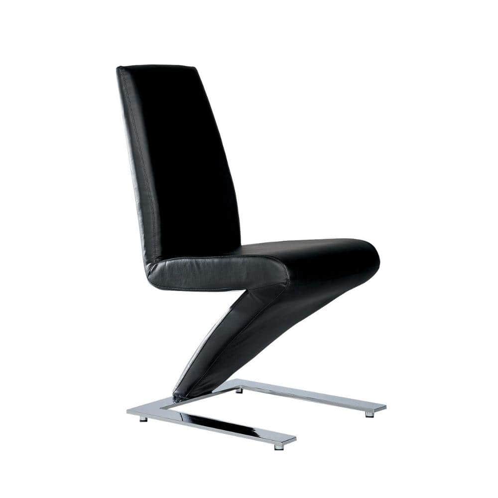 Benjara Black Vegan Faux Leather Metal Frame Dining Chair (Set of 2