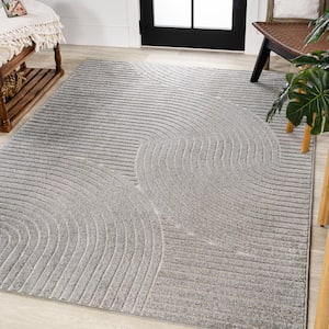 Skagen Minimalist Curve Geometric Gray/Ivory 3 ft. x 5 ft. Area Rug