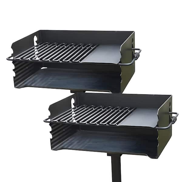 CBP-135 Park Style Outdoor BBQ Charcoal Grill with Swivel, 2-Pack