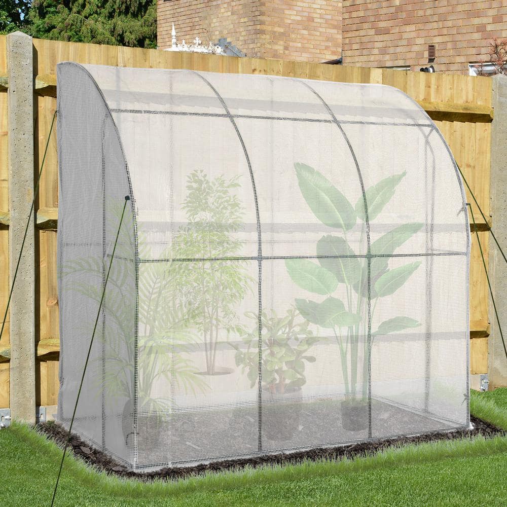 Outsunny Compact 7'x4' Lean-To Greenhouse with PE Cover and Roll-Up Door