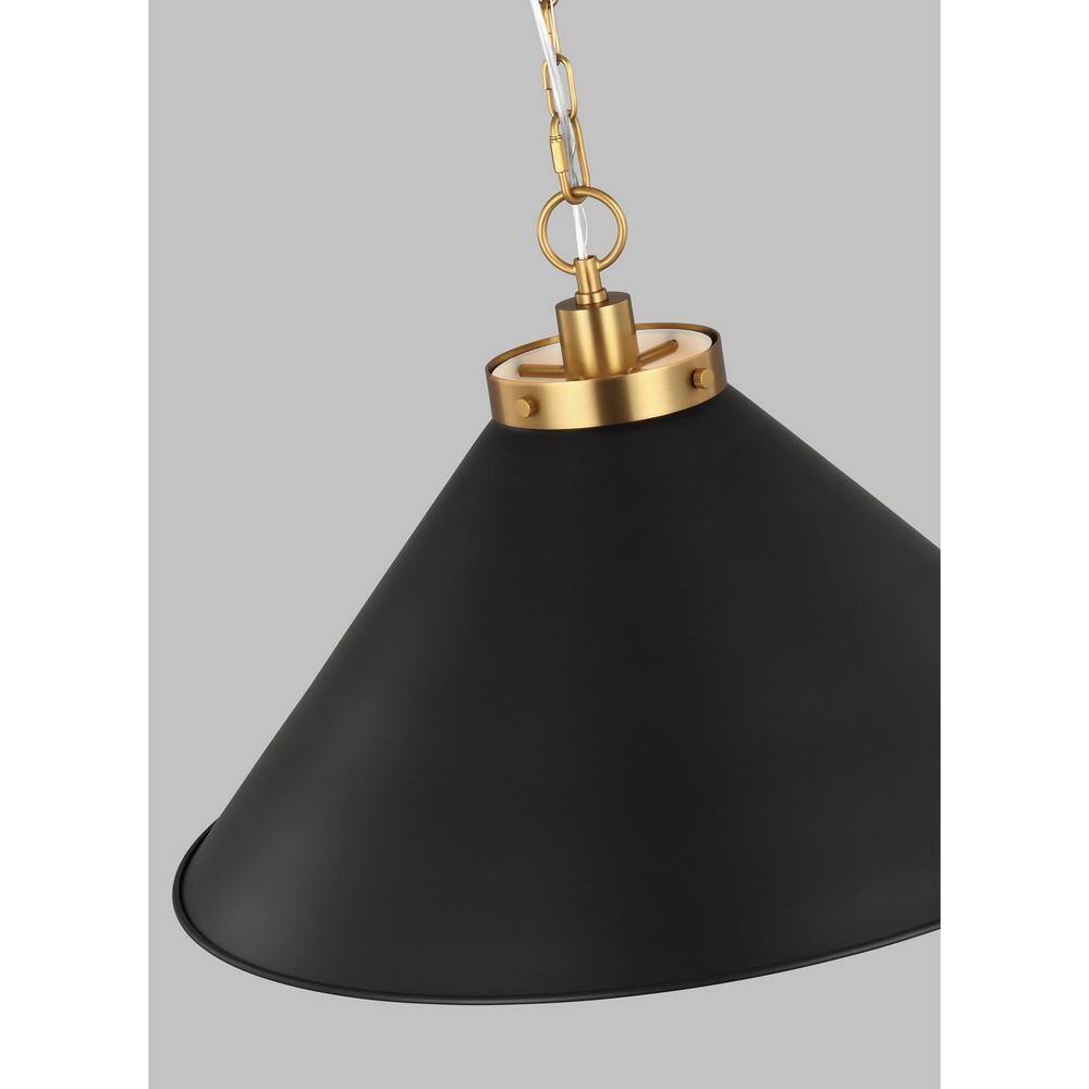 Burnished Brass and Black Cone Pendant Light