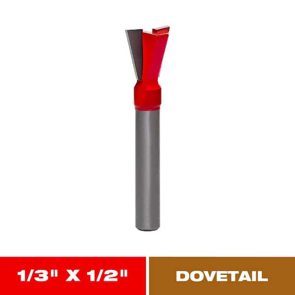 1/3 in. x 1/2 in. Carbide Dovetail Router Bit with 1/4 in Min Chuck