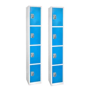 629-Series 72 in. H 4-Tier Steel Key Lock 4-Shelf Storage Locker Free Standing Cabinets in Blue (2-Pack)
