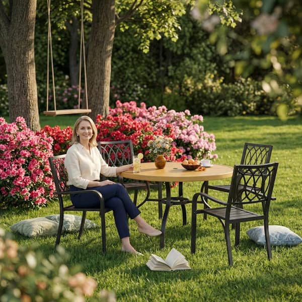 folding round patio table with umbrella hole ARB Teak Butterfly Dining Looking to create memorable dining experiences with friends and family AUTMOON 5-Piece Outdoor Dining Set,
