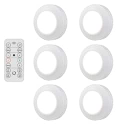 Energizer Battery Operated Integrated LED Under Cabinet Puck Lights with Remote (6-Pack)