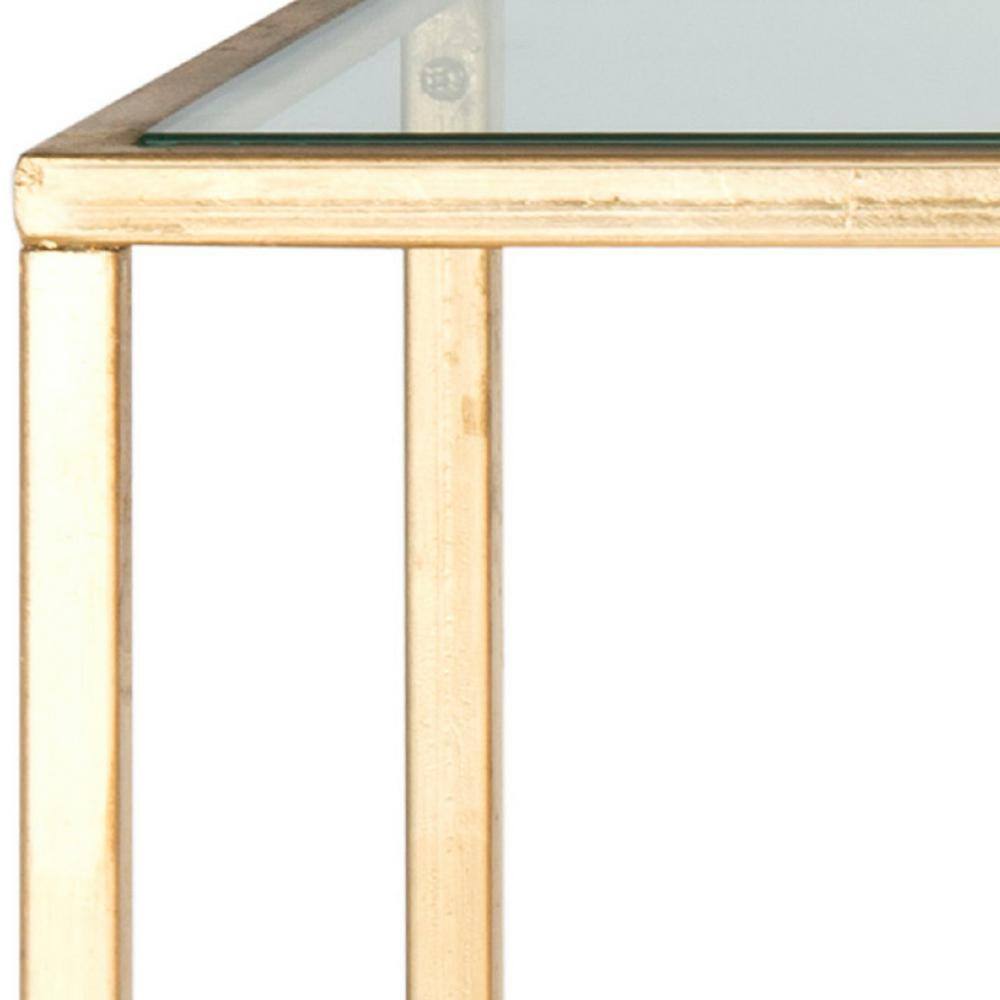 Inga 63" Gold and Glass Rectangular Console Table