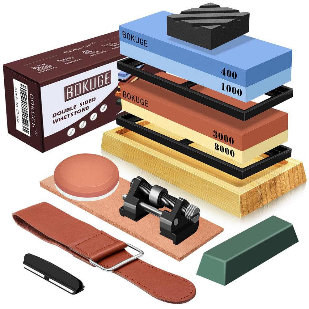 7 in. Grit 400/1000 3000/8000, Coarse Cell Foam 4-Side Whetstone Knife Shar