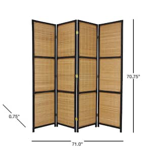 6 ft. Black 4-Panel Room Divider