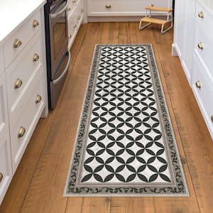 Decorative Black and Beige 24 in. x 72 in. Laminated Kitchen Mat