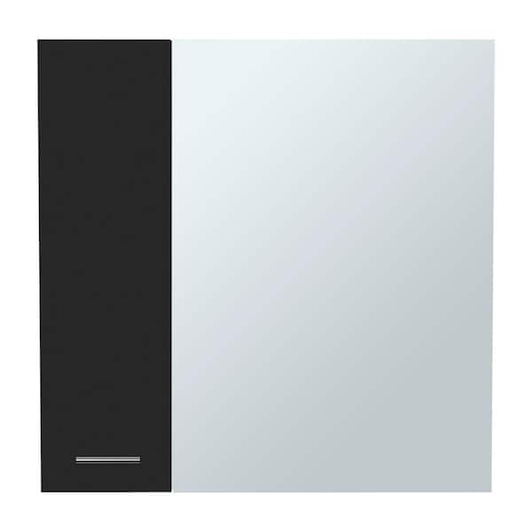 23.6 in. W x 23.6 in. H Rectangular Black MDF Surface Mount Medicine Cabinet with Mirror