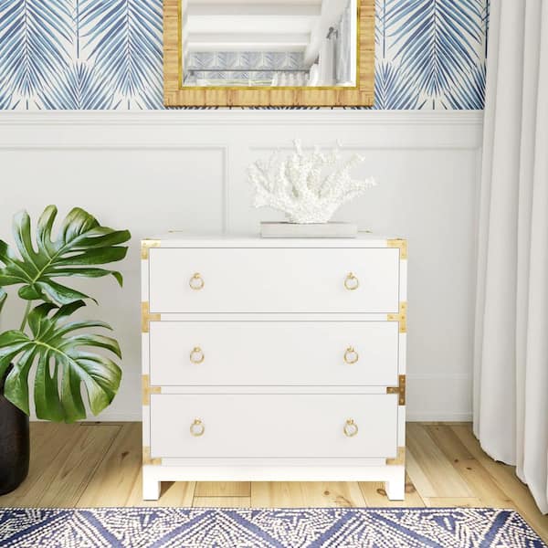 Butler Specialty Company Forster Campaign White 3-Drawer 28 in. Wide Wood Dresser